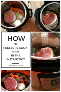A guide to pressure cook gammon or ham in the Instant Pot . Graphic showing the two different methods that can be found in the Feisty Tapas Feisty Tapas How to pressure cook ham or gammon joint in the Instant Pot article