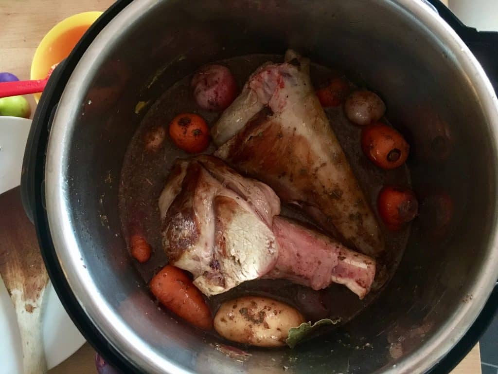 Instant Pot Pressure Cooker Lamb shanks with chantenay carrots and new potatoes - A Feisty Tapas recipe with UK ingredients