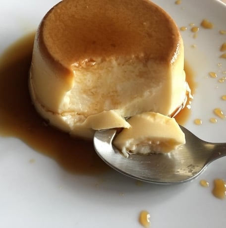 The Spanish version of Creme Caramel, this is an authentic traditional Spanish Flan de Huevo. Lots of lovely caramel. Grab spoon and dig in