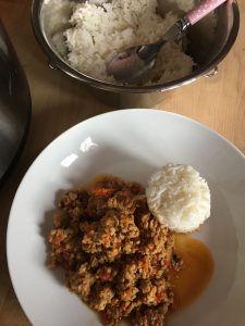 Instant Pot Lemony Mince in Oyster Sauce with Pot in Pot (PIP) Rice recipe. Cook the rice at the same time as the mince. A delicious all-in-one dish