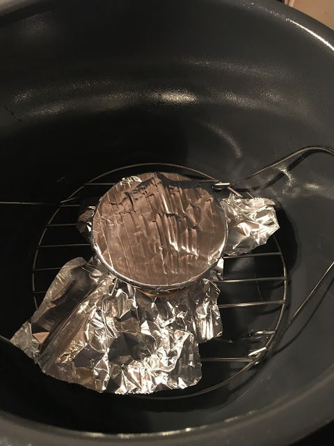 Instant Pot Flan de Huevo / Creme Caramel by Feisty Tapas - step 7 water in inner pot and basin on trivet