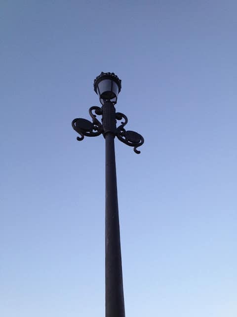 Old style lamp post in Baiona. Farola de Baiona