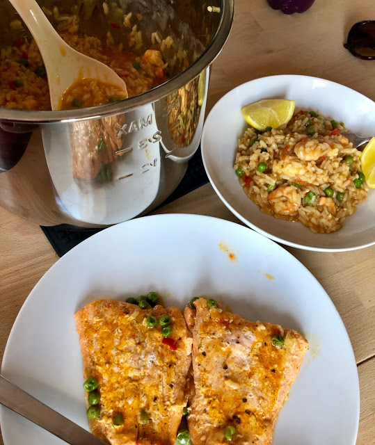 Instant Pot Prawn, Trout and Pea Risotto