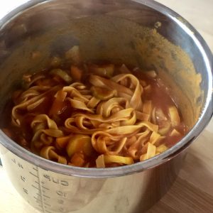 Instant Pot Chorizo Pasta by Feisty Tapas - inside the inner pot
