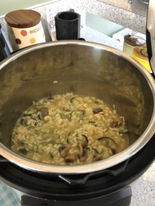 Delicious Instant Pot Prawn, Courgette and Mushroom Risotto just cooked