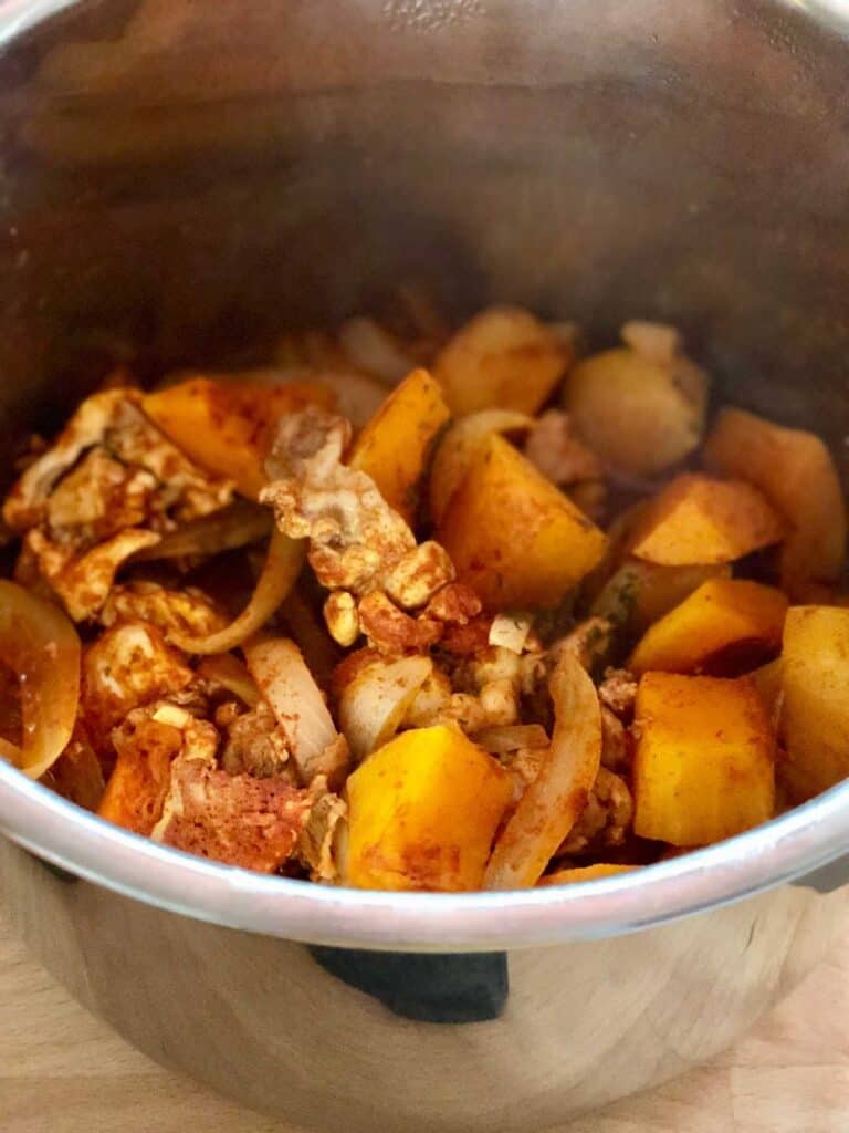 Instant Pot Chicken with Paprika and Butternut Squash ready to pressure cook