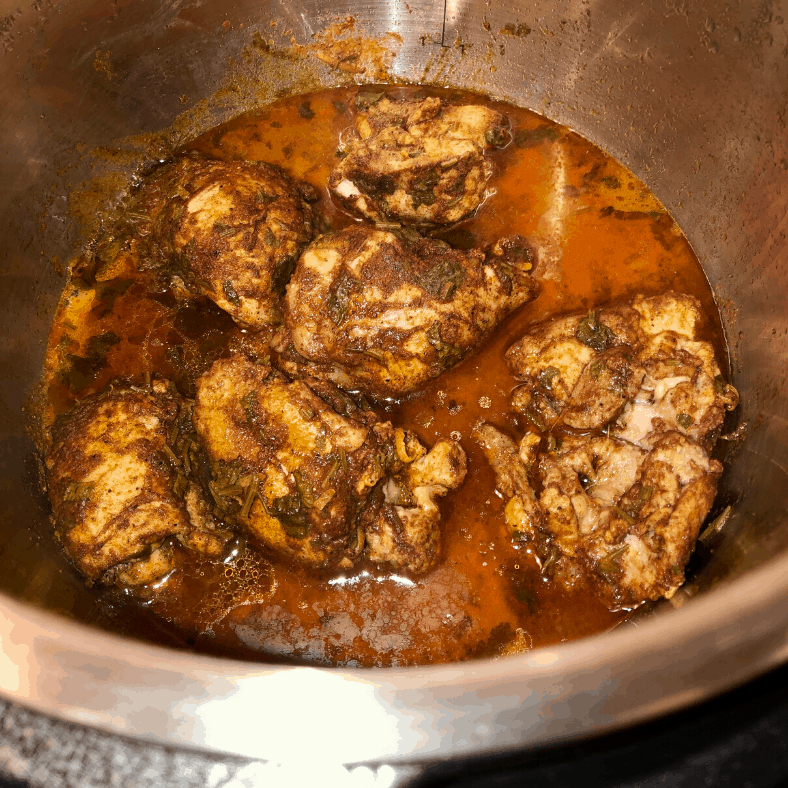 Pressure cooked Baharat chicken