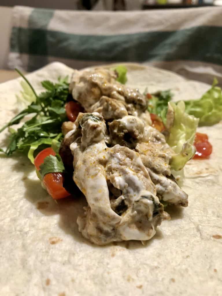 Instant Pot Baharat Chicken recipe by Feisty Tapas - served in wraps