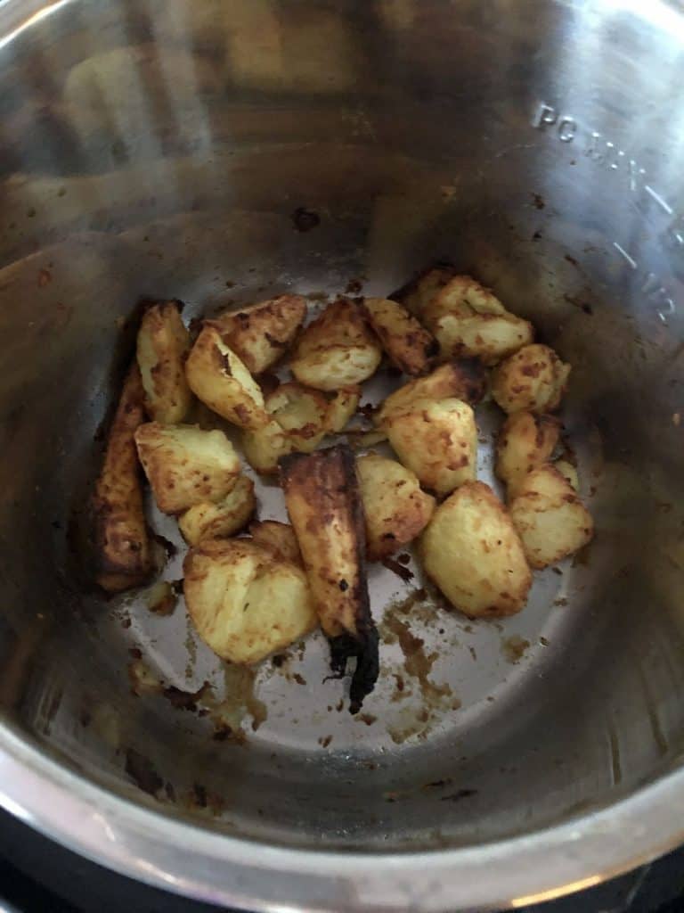 How to pressure cook parsnips in the Instant Pot Duo Crisp - parsnip and potatoes pressure cooked and roasted at the same time