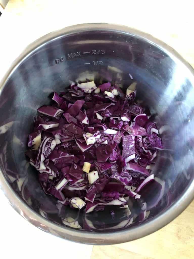 Step 1. How to pressure cook braised red cabbage (with Instant Pot instructions).jpg - Step 1 - add red cabbage to inner pot