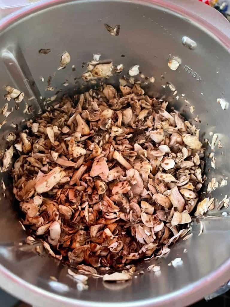 Instant Pot Mushroom Chilli mushrooms chopped in the thermomix