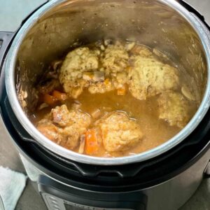 Pressure Cooker Beef Stew and Dumplings