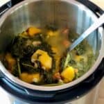 Instant Pot Cavolo Nero and Butternut Squash Soup seen from above in the Instant Pot electric pressure cooker