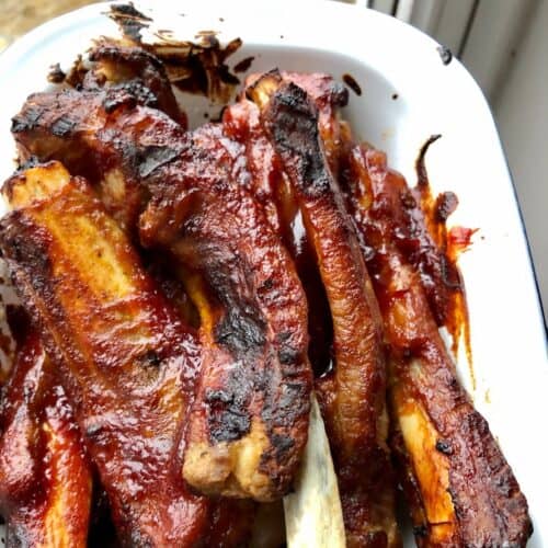 Photo of the delicious final result of the crispy Instant Pot Duo Crisp BBQ ribs