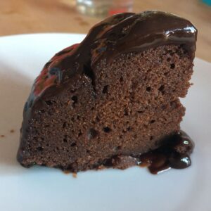 Photo of a delicious slice of pressure cooked Instant Pot chocolate pudding