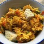 Photo of a bowl of the fried rice Instant Pot Nasi Goreng (Malaysian Fried Rice)
