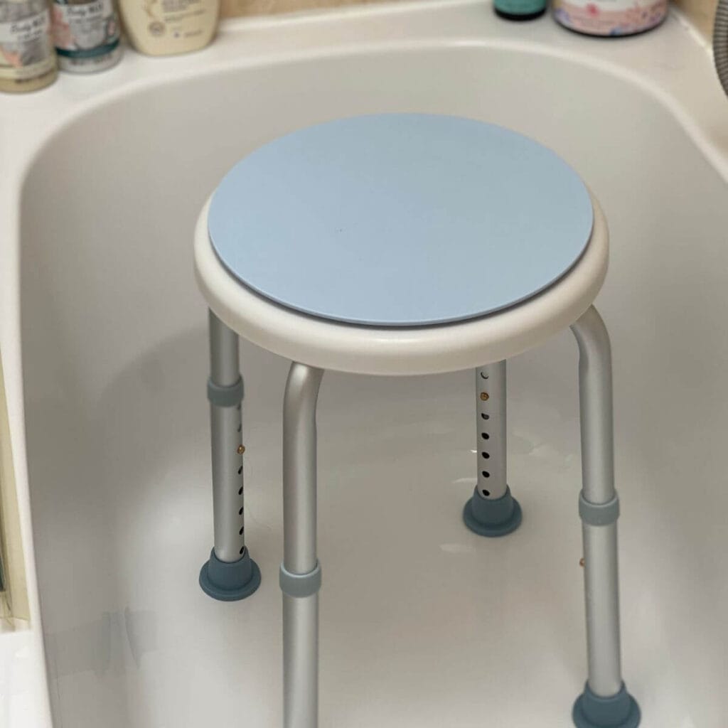 Photo of a shower stool inside a bath tub